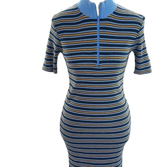 Urban Outfitters Striped Knit Mini Dress Womens Size S  Short Sleeve Bodycon - Picture 2 of 10